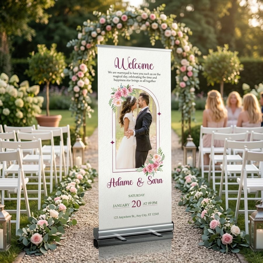 Klassiek welkomstbord bruiloft AmberGlow AmberGlow welkomstbord bruiloft - sfeerfoto ontvangstruimte