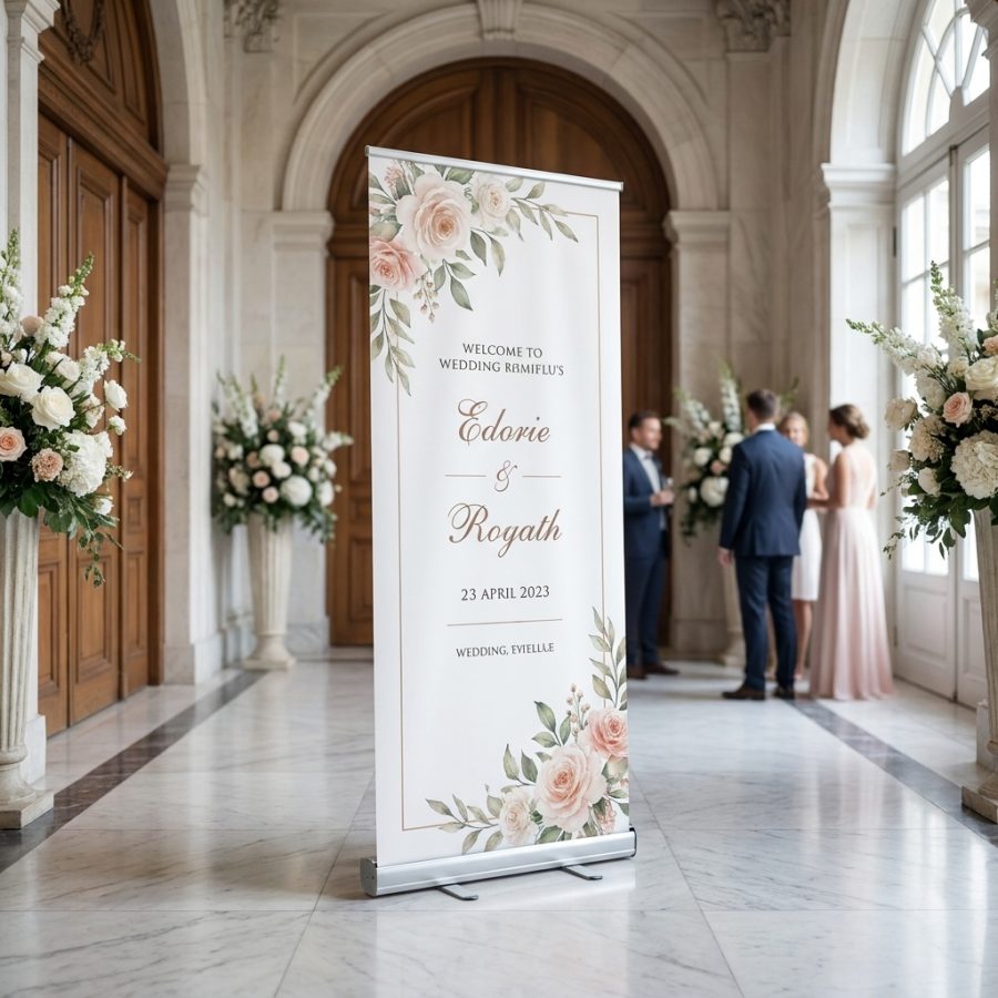 Banner op maat Banner op maat welkomstbord bruiloft - sfeerfoto ceremonie