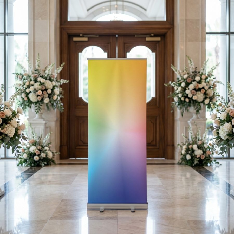 Banner op maat Banner op maat welkomstbord bruiloft - sfeerfoto ontvangstruimte