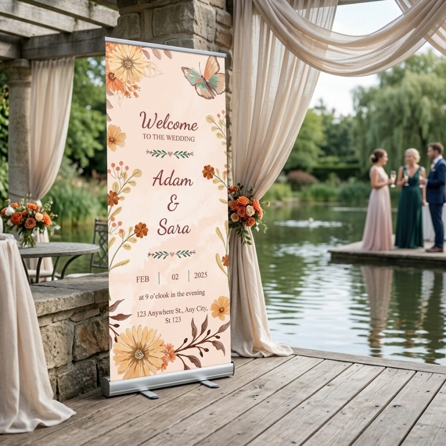 Trouwbanner bruiloft Banner Sign Banner Sign welkomstbord bruiloft - sfeerfoto feestlocatie