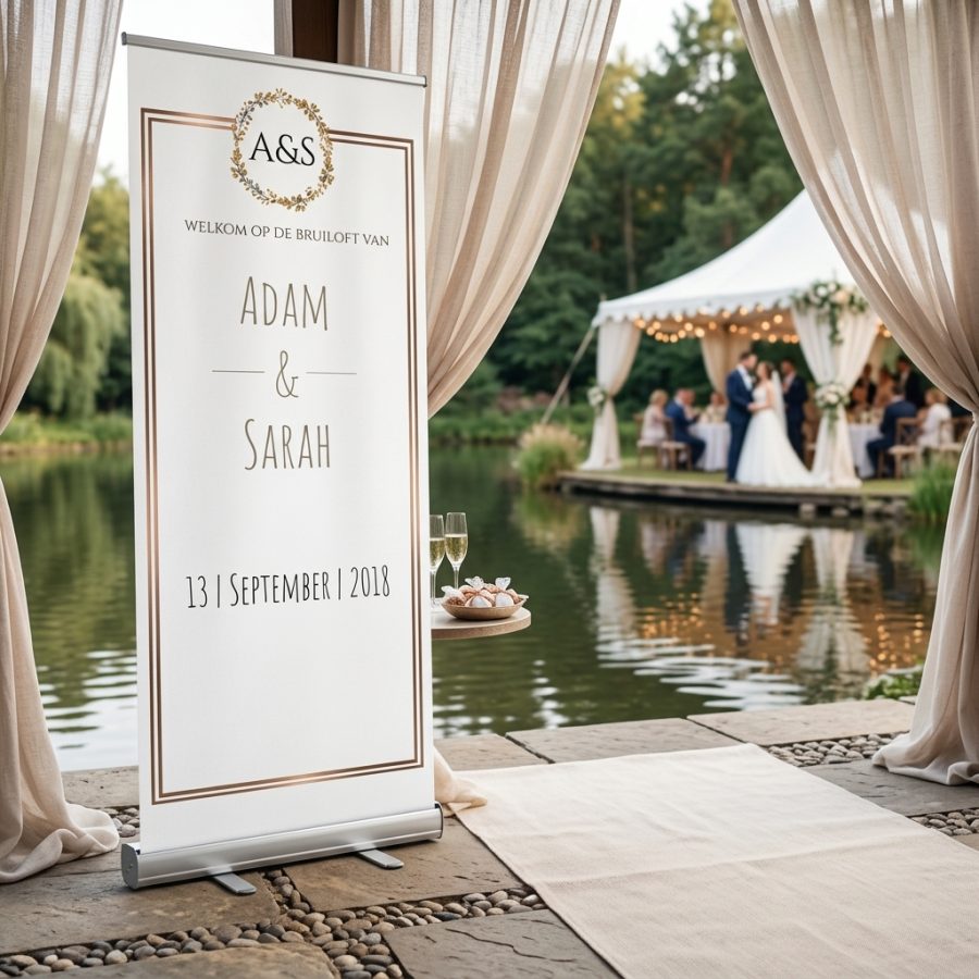 Trouwbanner bruiloft Basicbanner Basicbanner welkomstbord bruiloft - sfeerfoto ontvangstruimte