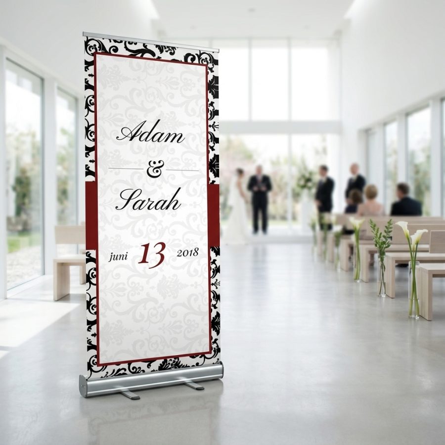 Luxe welkomstbanner bruiloft Black Red zwart rood Black& Red welkomstbord bruiloft - uitgelichte productfoto