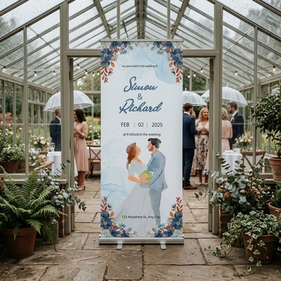 Trouwbanner bruiloft Board Wedding Board Wedding welkomstbord bruiloft - sfeerfoto ontvangstruimte