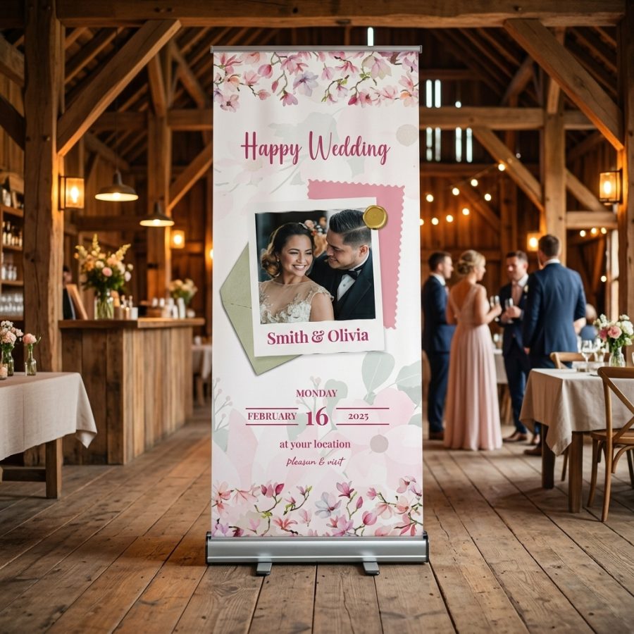 Trouwbanner bruiloft Bride Romance Bride Romance welkomstbord bruiloft - sfeerfoto ceremonie