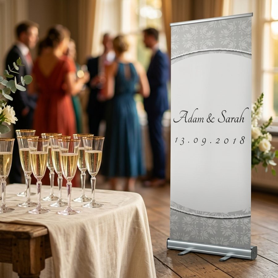 Luxe welkomstbanner bruiloft Curved silver zilver Curved silver welkomstbord bruiloft - uitgelichte productfoto