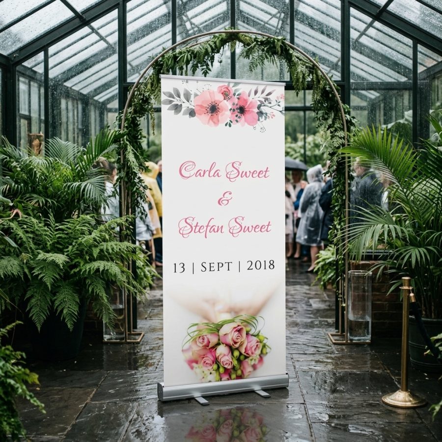 Bloemen welkomstbord bruiloft Double flower Double flower welkomstbord bruiloft - sfeerfoto feestlocatie