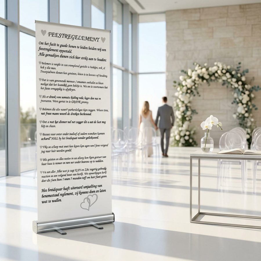 Feestregels bruiloft banner versie 3 Feestreglement Versie 3 welkomstbord bruiloft - uitgelichte productfoto