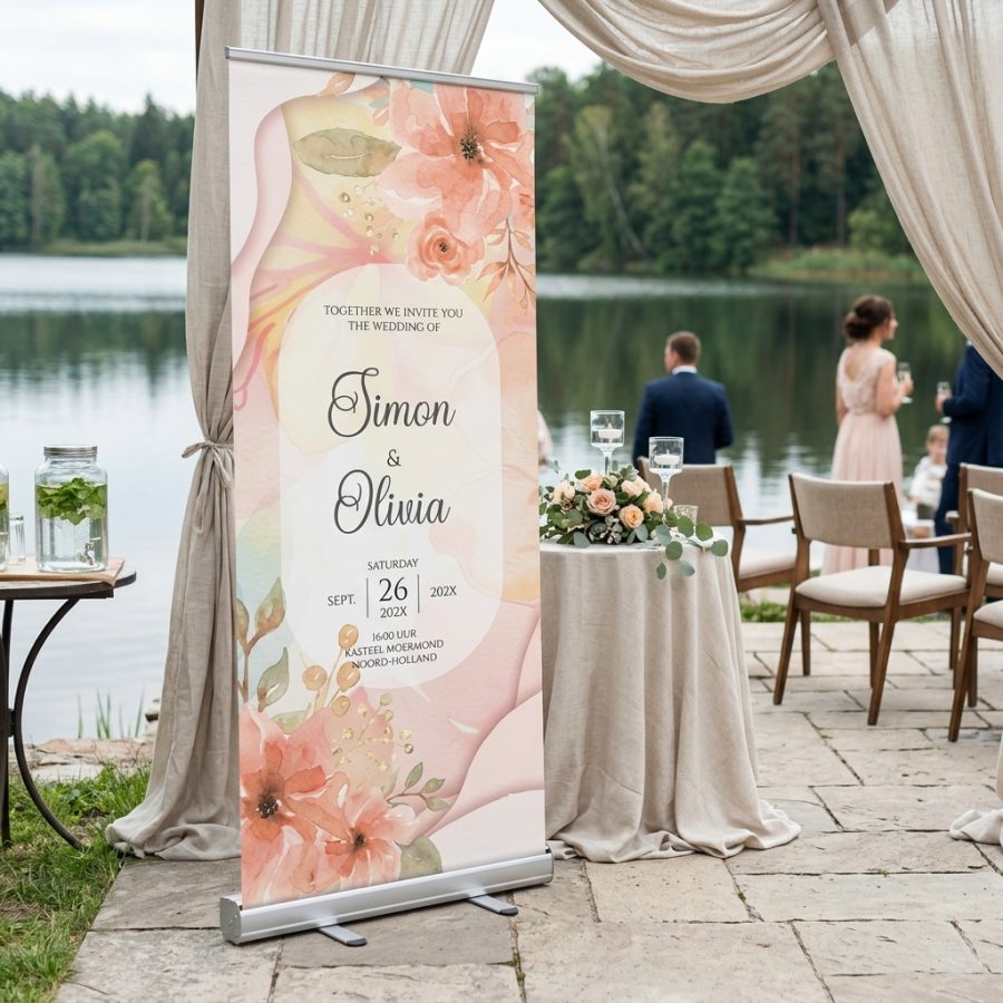 Luxe welkomstbord bruiloft GlitzVows goud GlitzVows welkomstbord bruiloft - sfeerfoto ontvangstruimte