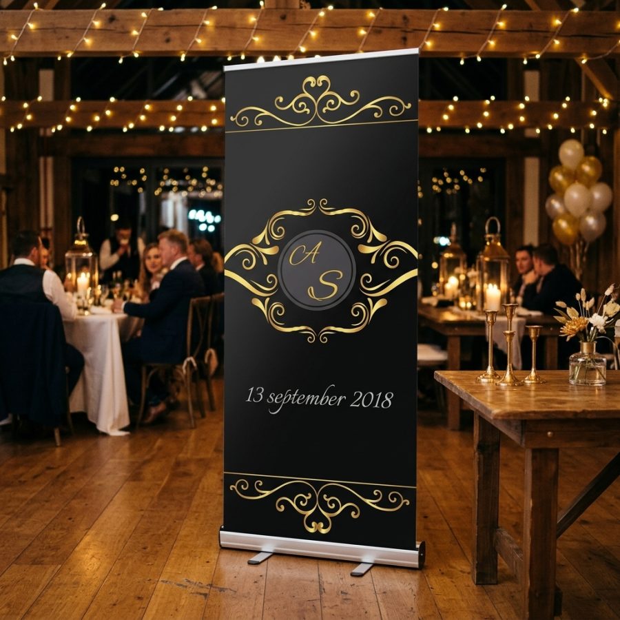 Luxe welkomstbord bruiloft Golden Miracle goud Golden Miracle welkomstbord bruiloft - sfeerfoto ceremonie