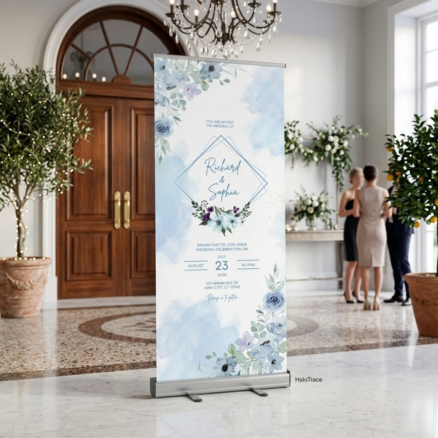 Luxe welkomstbanner bruiloft HaloTrace HaloTrace welkomstbord bruiloft - sfeerfoto ceremonie