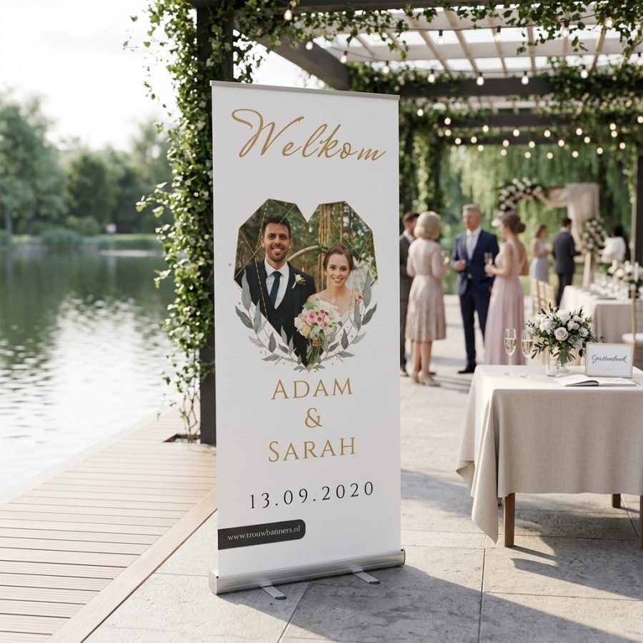 Welkomstbord bruiloft met eigen foto Heart Diamond Heart Diamond (Eigen foto) welkomstbord bruiloft - sfeerfoto feestlocatie