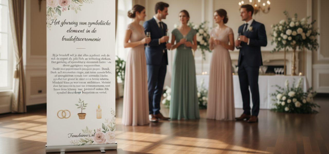Het gebruik van symbolische elementen in de bruiloftsceremonie. Bij je bruiloft wil je dat alles perfect is, ook de symbolen die jullie liefde en toewijding uitdrukken. Het gebruik van symbolische elementen tijdens de ceremonie maakt deze gelegenheid nog specialer en persoonlijker. Denk aan het uitwisselen van ringen, een teken van oneindige liefde, of het samenplanten van een boom,…