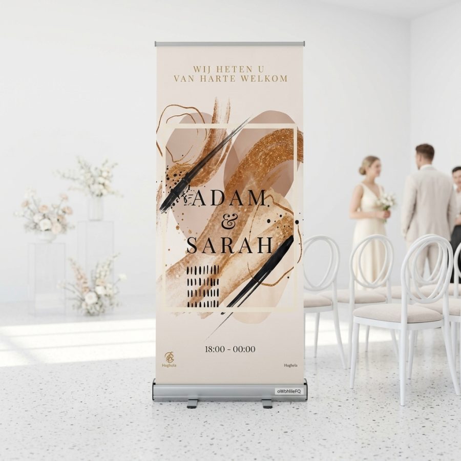 Luxe welkomstbanner bruiloft Hughela Hughela welkomstbord bruiloft - sfeerfoto feestlocatie