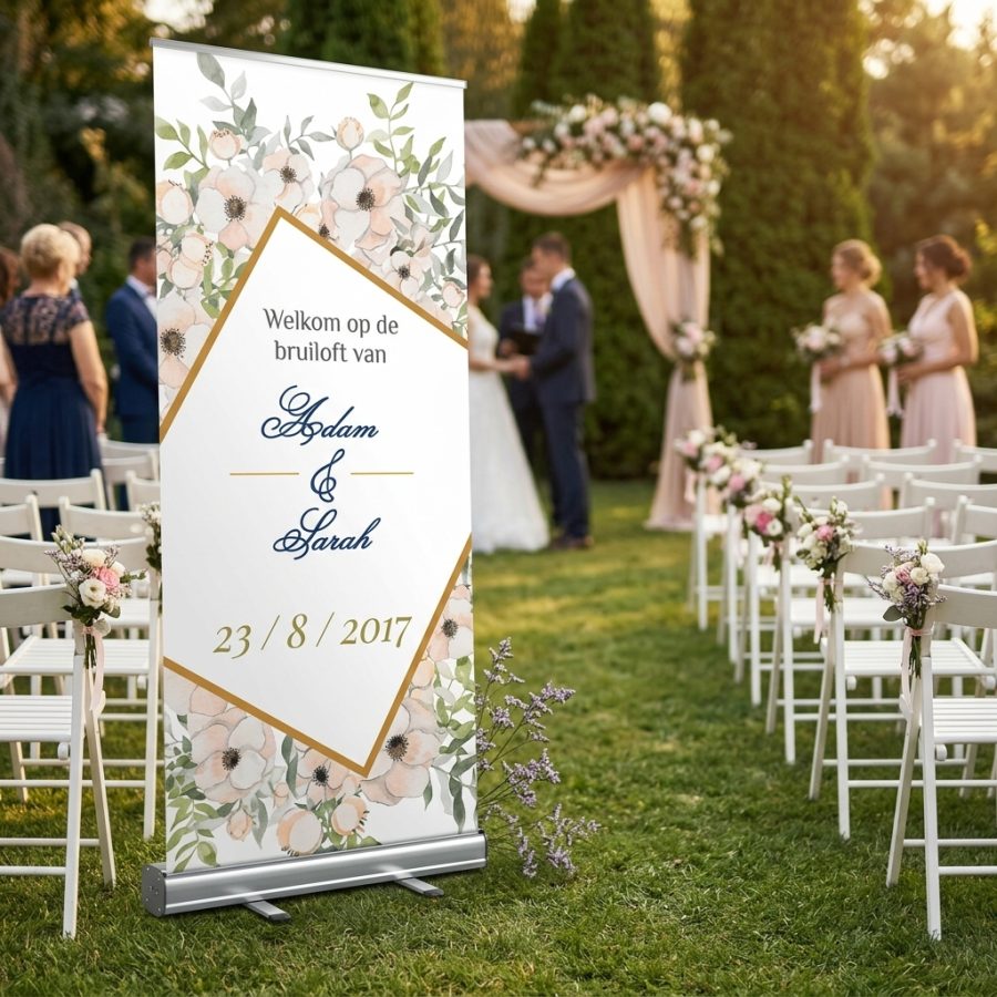 Bloemen welkomstbord bruiloft Limonium Limonium welkomstbord welkomstbord bruiloft - sfeerfoto feestlocatie