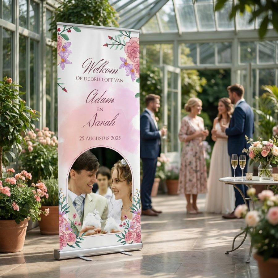 Luxe trouwbanner bruiloft Board Luxe Luxe trouwbanner bruiloft Board Luxe welkomstbord bruiloft - sfeerfoto feestlocatie