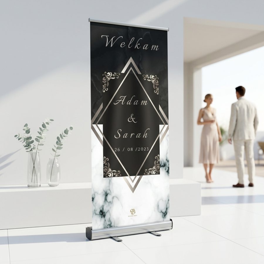 Luxe trouwbanner bruiloft Luxury Marmer Banner Luxury Marmer Banner welkomstbord welkomstbord bruiloft - sfeerfoto ceremonie