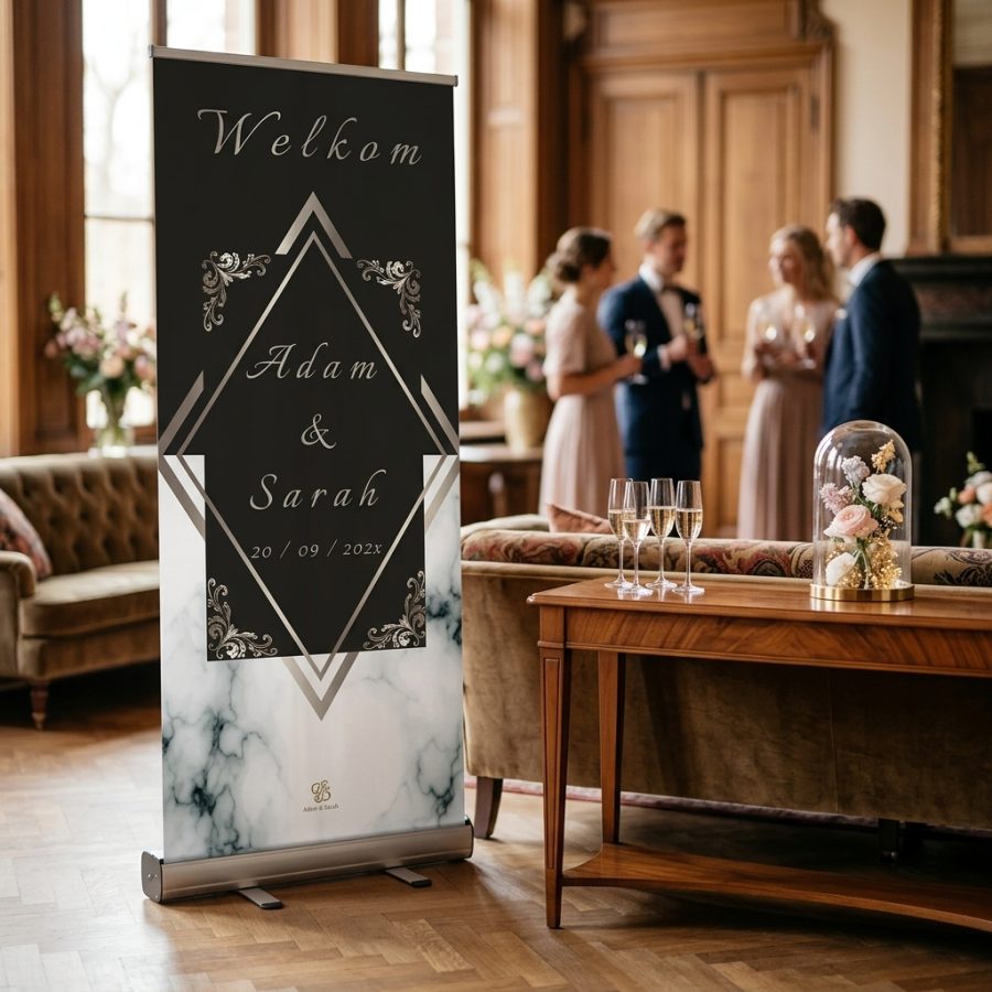 Luxe trouwbanner bruiloft Luxury Marmer Banner Luxury Marmer Banner welkomstbord welkomstbord bruiloft - uitgelichte productfoto