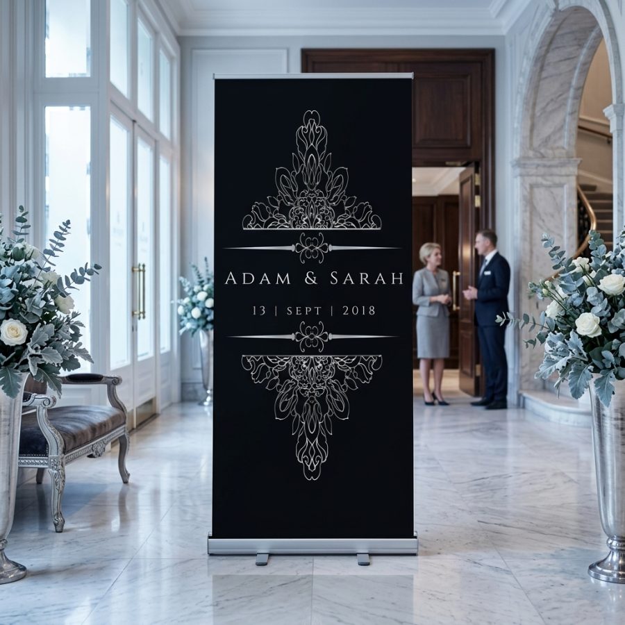 Luxe welkomstbord bruiloft Luxury Silver zilver Luxury Silver welkomstbord bruiloft - sfeerfoto ceremonie
