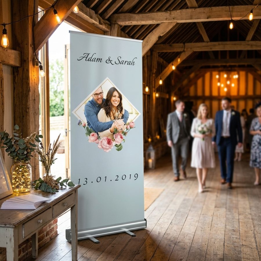 Welkomstbord bruiloft met foto Middle Picture Middle Picture welkomstbord bruiloft - sfeerfoto feestlocatie