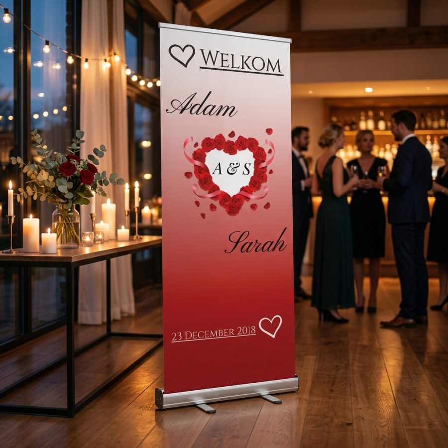 Welkomstbord bruiloft met foto Middleheart Middleheart welkomstbord bruiloft - sfeerfoto ceremonie