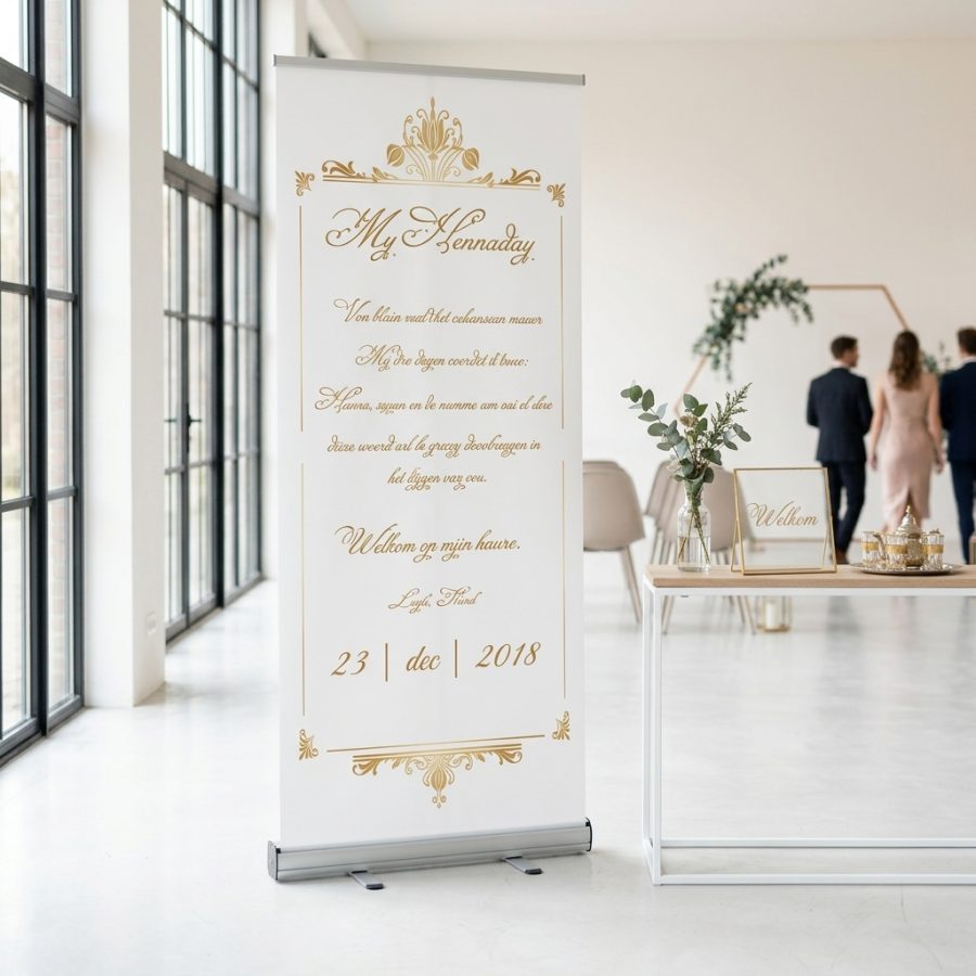 Henna welkomstbord bruiloft Marokkaans Moroccan Henna Banner welkomstbord bruiloft - sfeerfoto feestlocatie