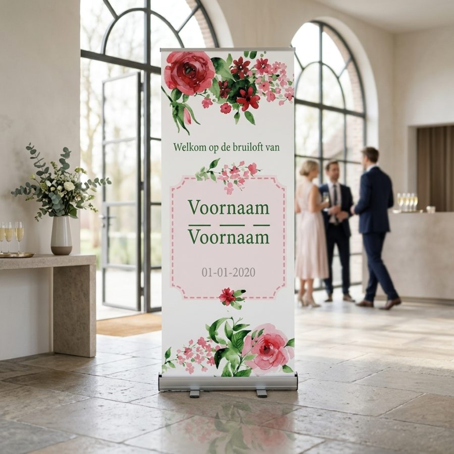 Bloemen welkomstbord bruiloft Red Flower rood Red Flower welkomstbord bruiloft - sfeerfoto feestlocatie