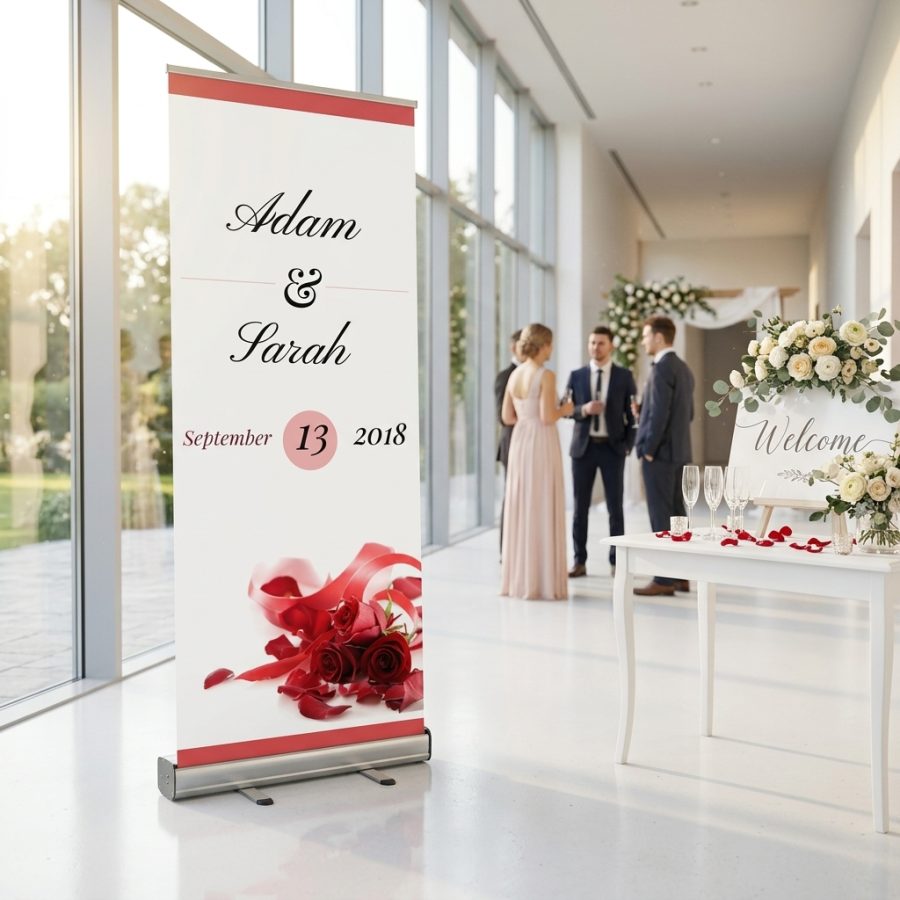 Bloemen welkomstbord bruiloft Red Flowers V2 rood Red Flowers V2 welkomstbord bruiloft - sfeerfoto ontvangstruimte