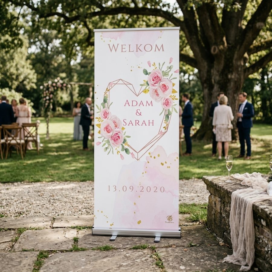 Bloemen welkomstbord bruiloft Simple flower pinky roze Simple flower pinky welkomstbord bruiloft - uitgelichte productfoto