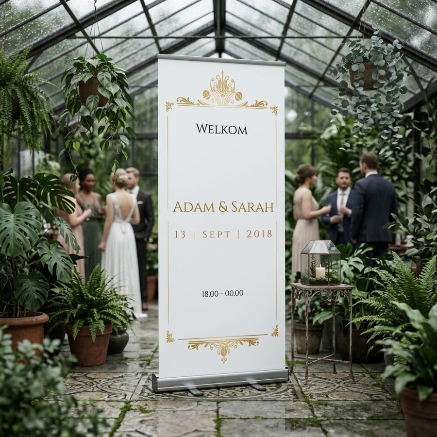 Luxe welkomstbord bruiloft Simple gold goud Simple gold welkomstbord bruiloft - sfeerfoto ceremonie