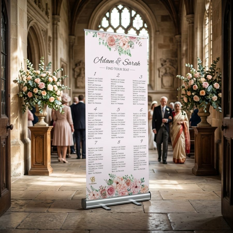 Extra groot seating plan bruiloft tafelindeling banner Table Seats+ ( Groter formaat 100 bij 200) welkomstbord bruiloft - uitgelichte productfoto
