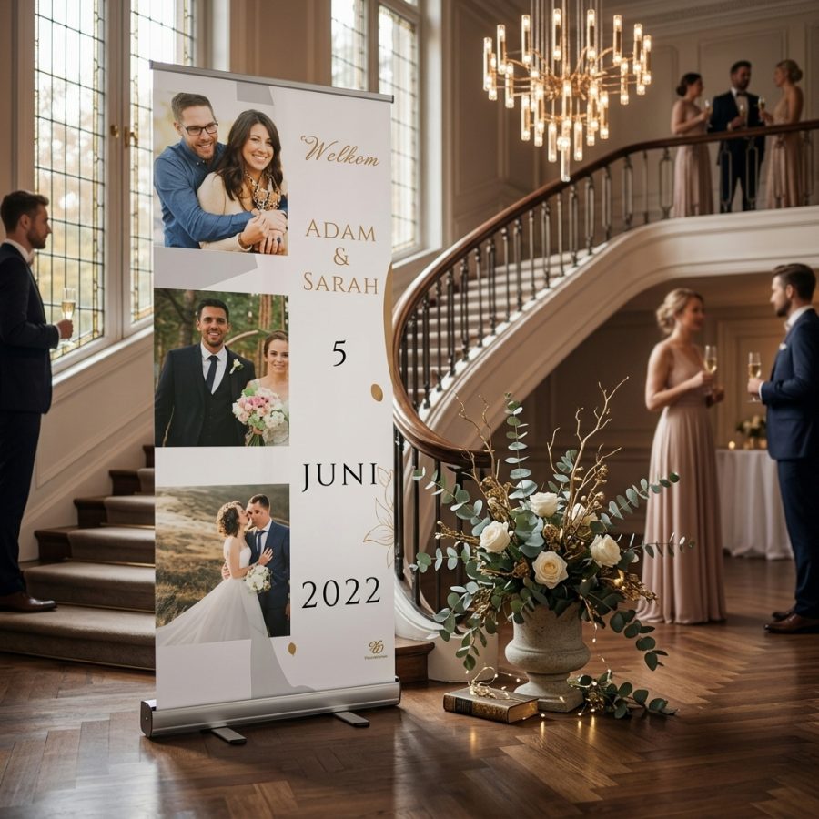 Welkomstbord bruiloft met 3 foto’s Triple Picture Triple picture welkomstbord bruiloft - sfeerfoto feestlocatie