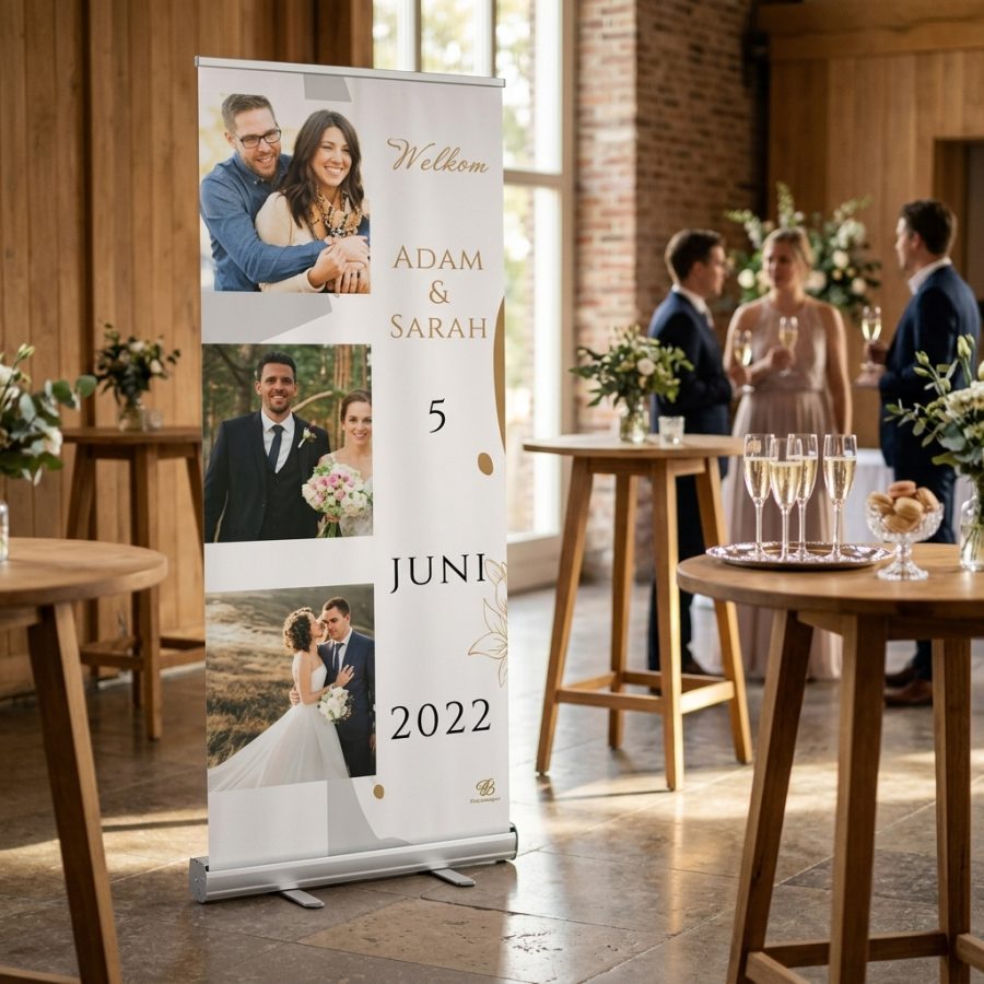 Welkomstbord bruiloft met 3 foto’s Triple Picture Triple picture welkomstbord bruiloft - sfeerfoto ontvangstruimte