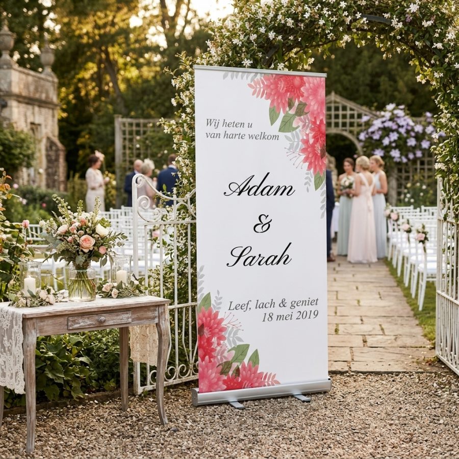 Bloemen welkomstbord bruiloft Vintage Flowers Vintage Flowers welkomstbord bruiloft - sfeerfoto feestlocatie