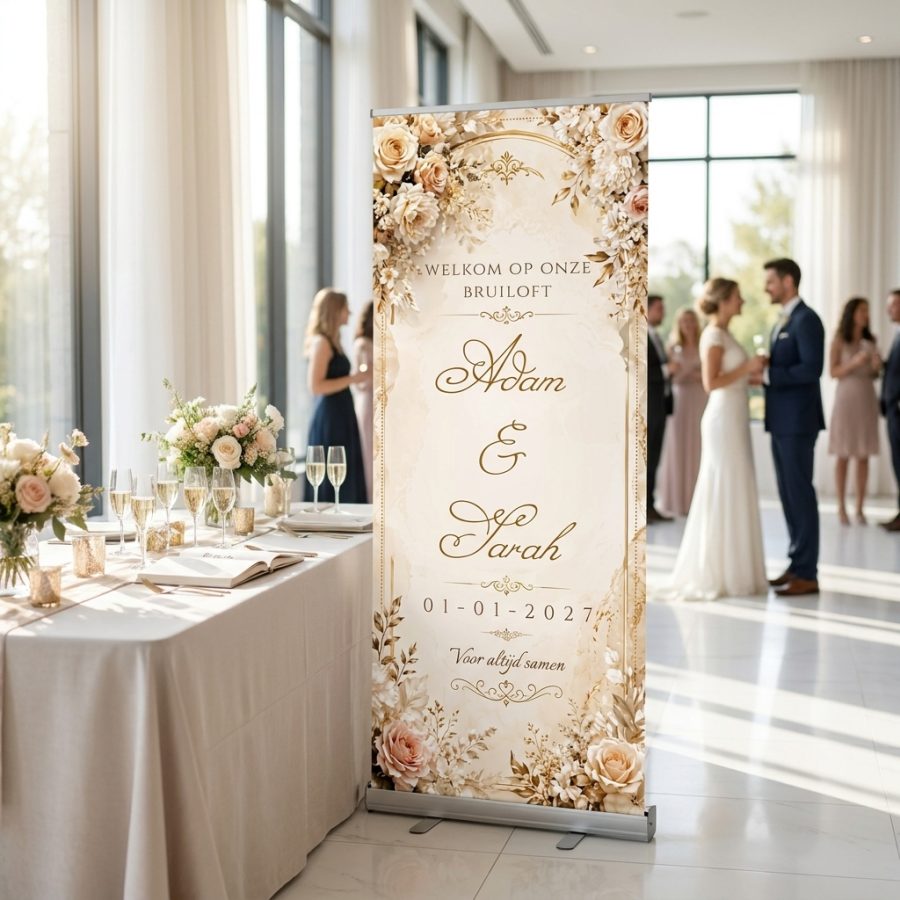 Champagne Rose Elegance Champagne Rose Elegance Wedding Welcome Sign Romantic welcome sign for a wedding with a champagne-colored background, roses, gold details, and editable names and date, in a romantic wedding setting with a premium look.