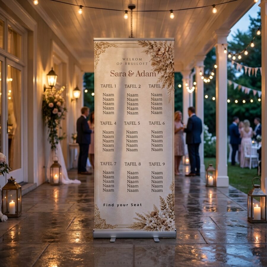 Blush Rose Luxe Tafelplan Trouwbanner Blush Rose Luxe Tafelplan Trouwbanner - Afbeelding 2