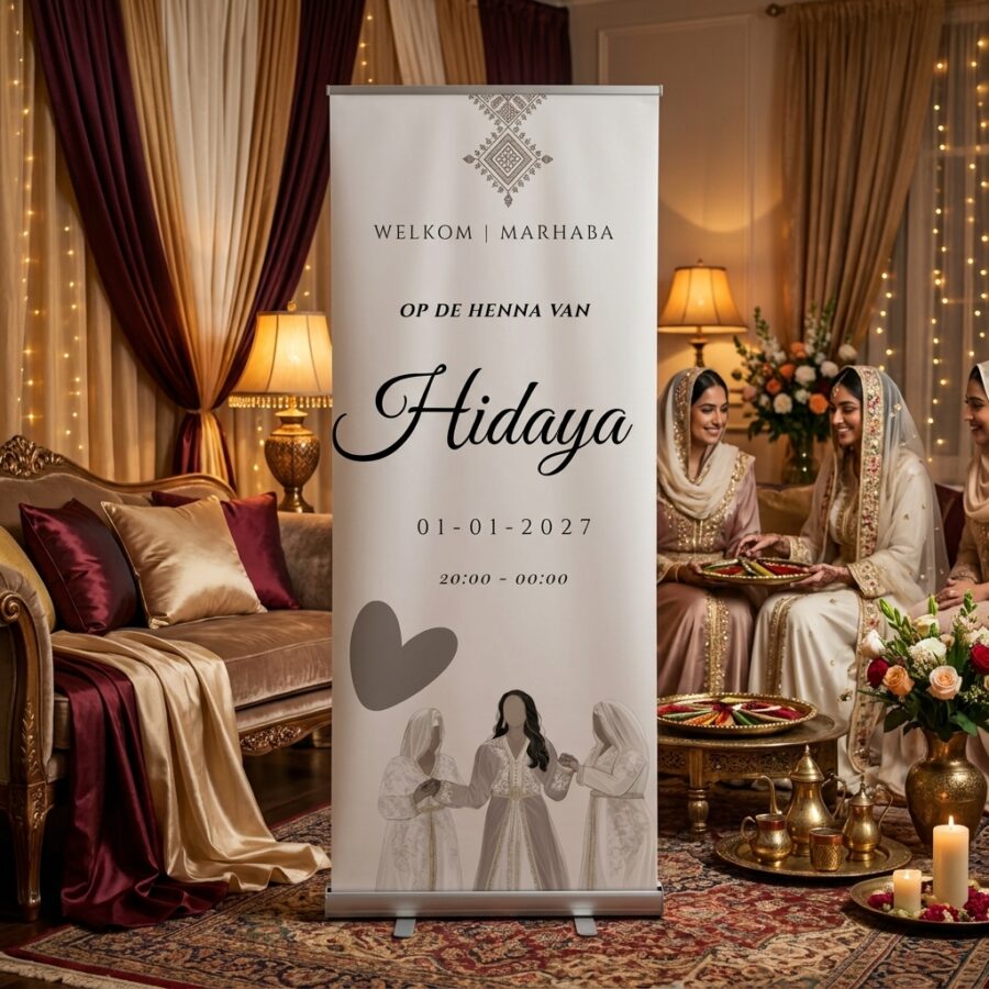 Elegant Henna Nikkah Welkomstbord Bruiloft Elegant Henna Nikkah Welkomstbord Bruiloft met Elegant Henna Nikkah welkomstbord voor jullie bruiloftGeef de entree van jullie ceremonie of feestlocatie een persoonlijke in een stijlvolle ontvangstruimte of feestlocatie