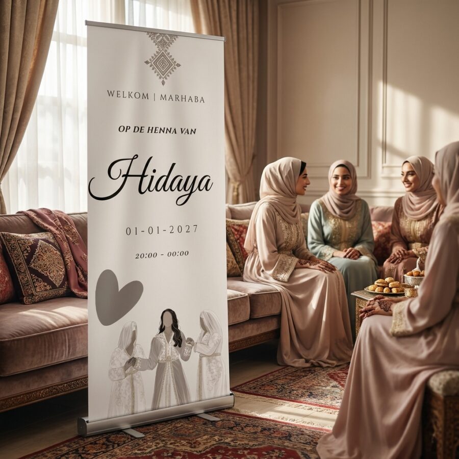 Elegant Henna Nikkah Welkomstbord Bruiloft Elegant Henna Nikkah Welkomstbord Bruiloft met Elegant Henna Nikkah welkomstbord voor jullie bruiloftGeef de entree van jullie ceremonie of feestlocatie een persoonlijke in een romantische trouwsetting met premium uitstraling