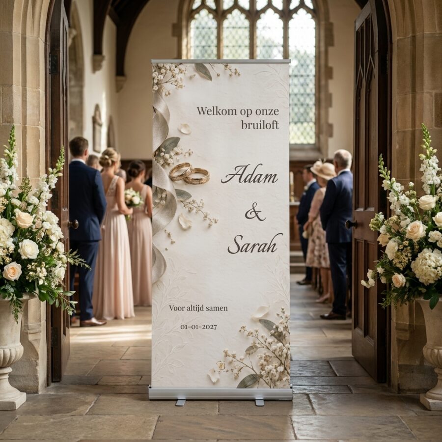 Heirloom Detail – Welkomstbord bruiloft Heirloom Detail – Welkomstbord bruiloft met Heirloom Detail: een persoonlijk welkomstbord voor jullie bruiloft. Mooi bij een persoonlijke burgerlijke ceremonie of een in een romantische trouwsetting met premium uitstraling