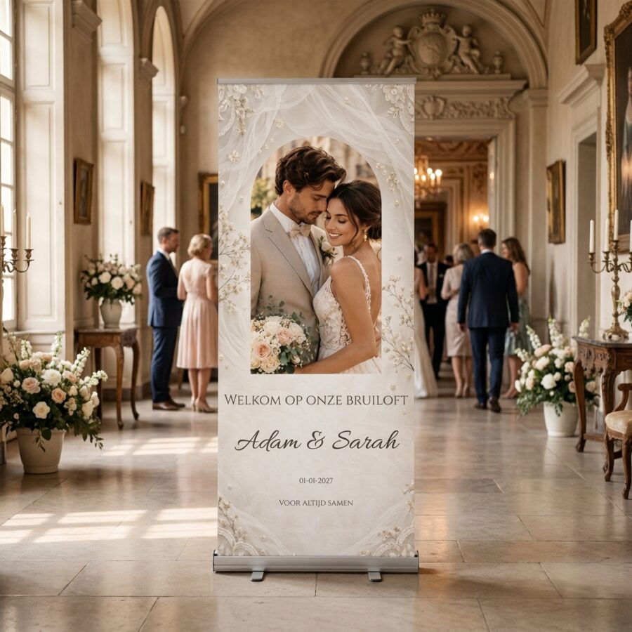 Tulle Symphony – Welkomstbord bruiloft met foto Tulle Symphony – Welkomstbord bruiloft met foto met Tulle Symphony: een persoonlijk welkomstbord voor jullie bruiloft. Mooi bij een bruiloft met vintage romantiek of in een romantische trouwsetting met premium uitstraling