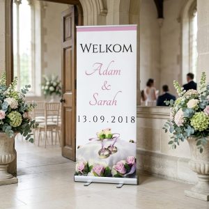 2 roses rings welkomstbord bruiloft - uitgelichte productfoto