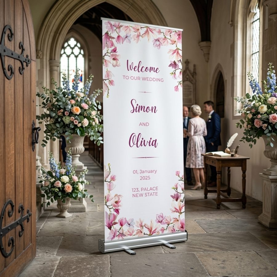 Trouwbanner bruiloft Banner Board Banner Board welkomstbord bruiloft - sfeerfoto ontvangstruimte