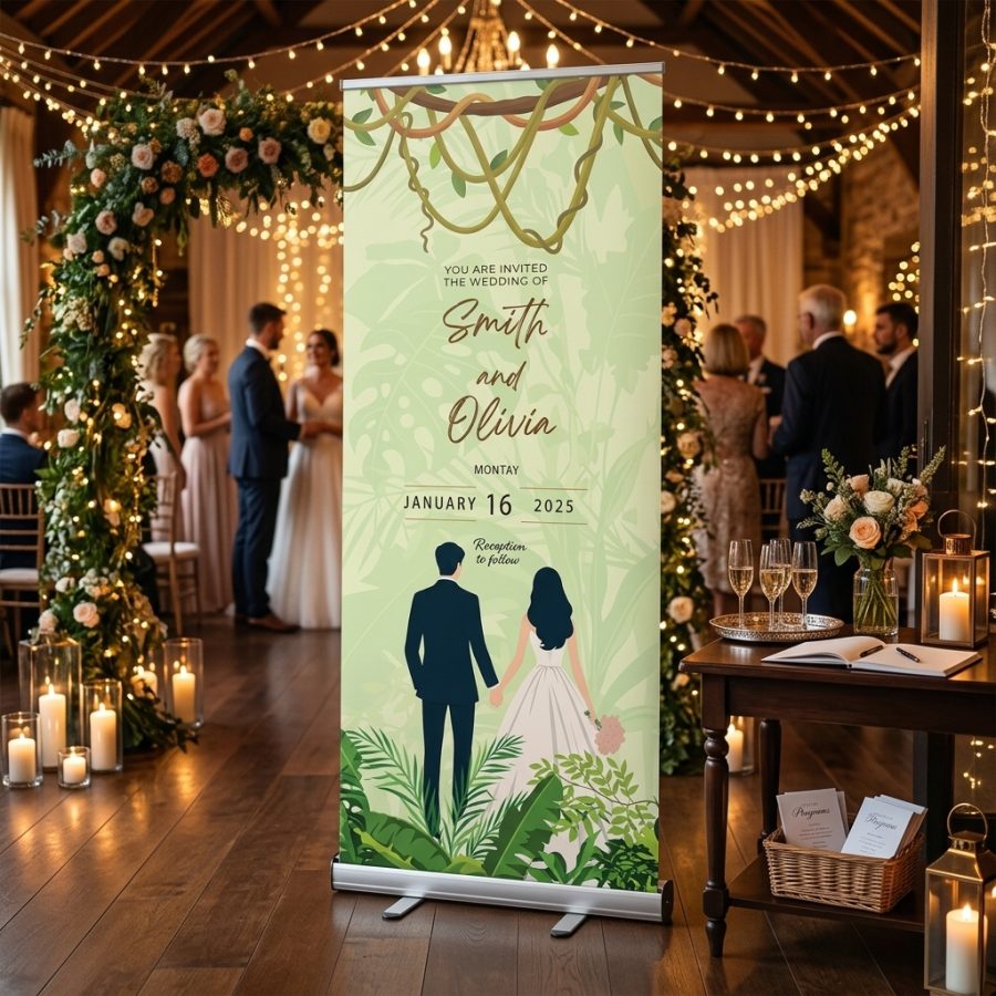 Klassieke trouwbanner bruiloft Banner Classic Banner Classic welkomstbord bruiloft - sfeerfoto feestlocatie