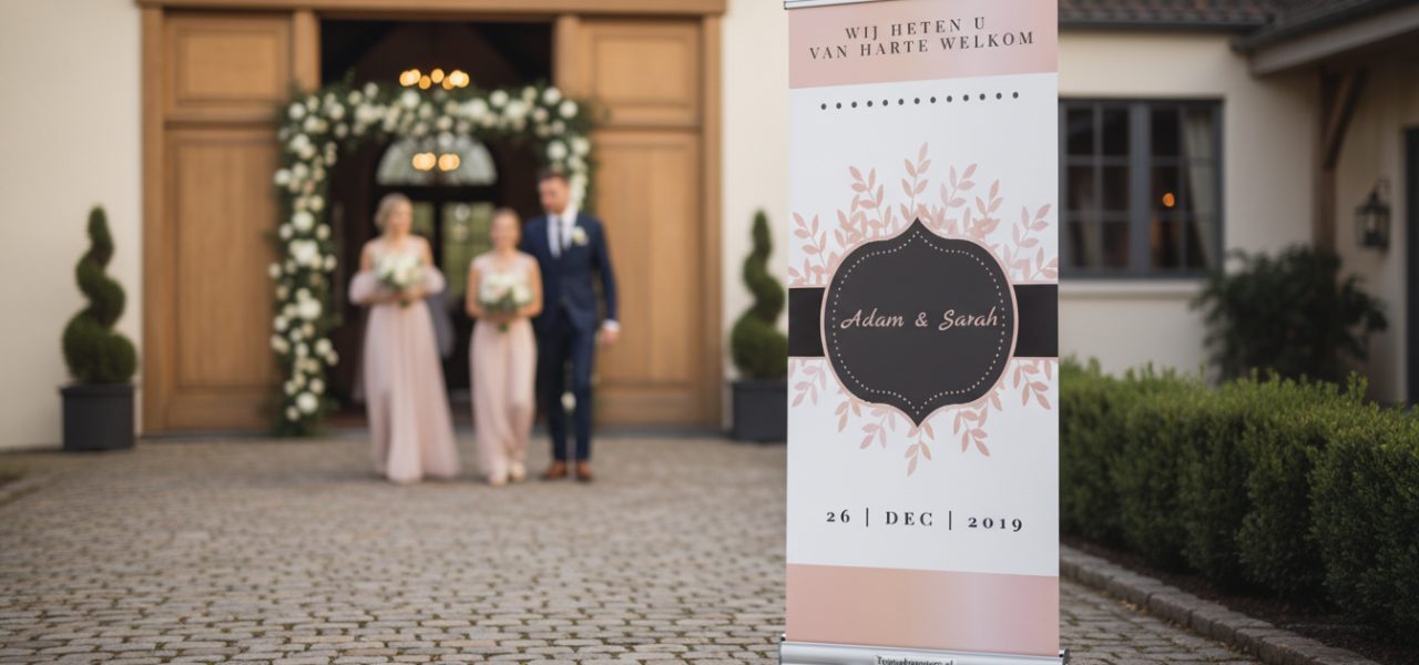 Bruiloft banner maken Bruiloft banner maken die als welkomstbord werkt