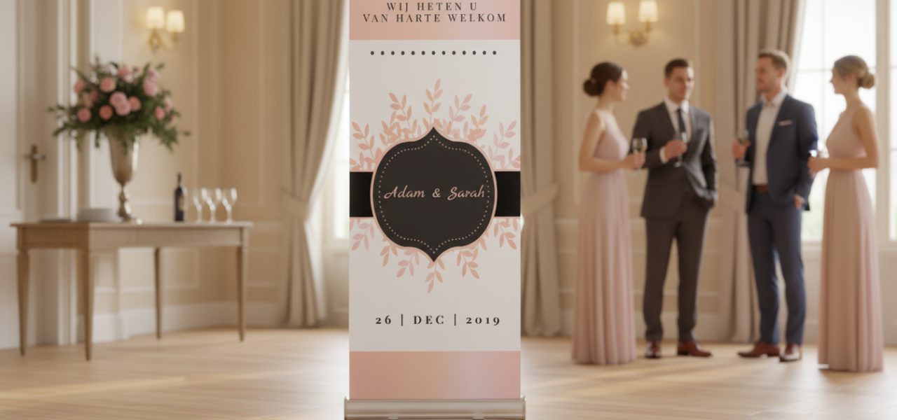 Bruiloftsbord Wat is een bruiloftsbord als rollup banner