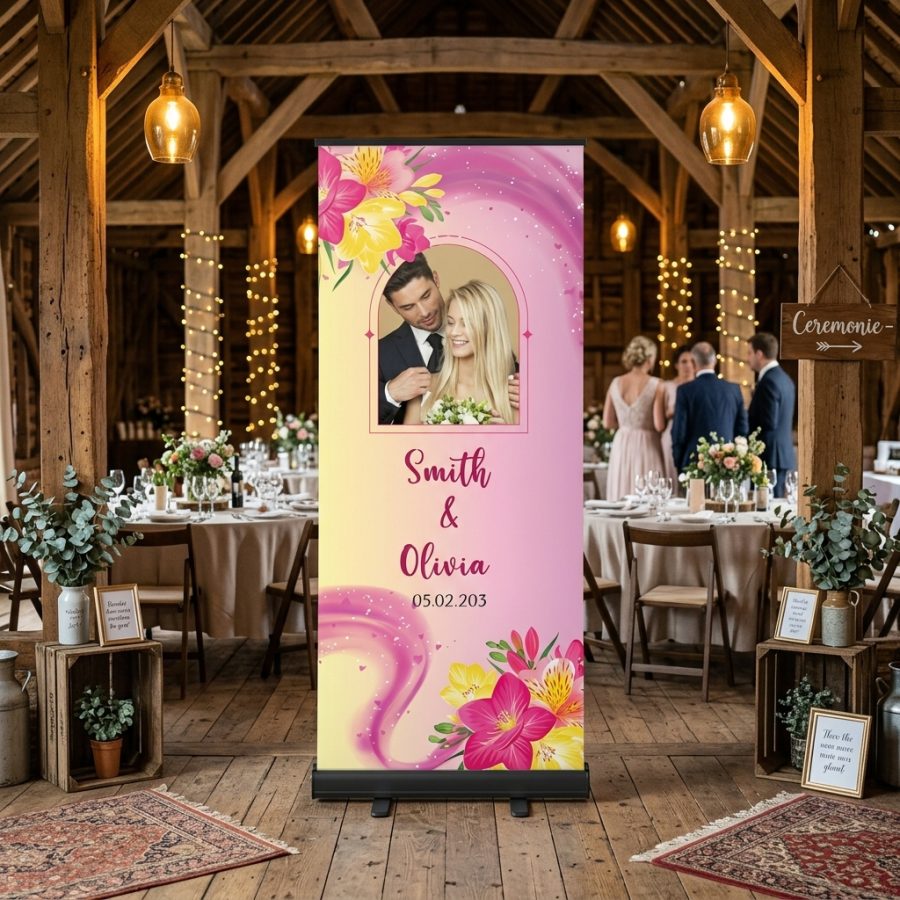 Trouwbanner bruiloft Celebrate Bride Celebrate Bride welkomstbord bruiloft - sfeerfoto ceremonie
