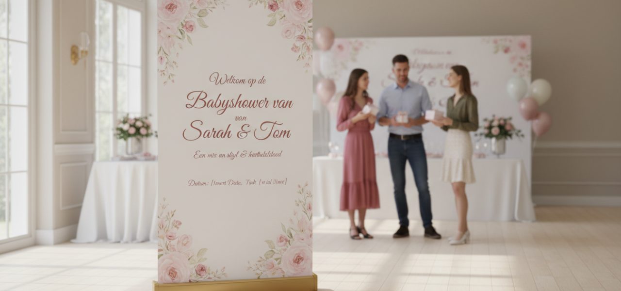 Welkomstbord Eenvoudige en elegante welkomstborden voor babyshowers