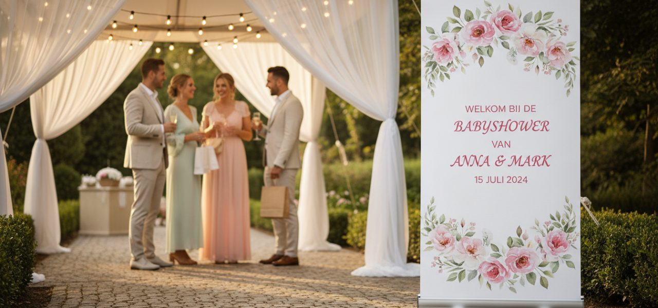 Eenvoudig en elegant welkom bij babyshowers