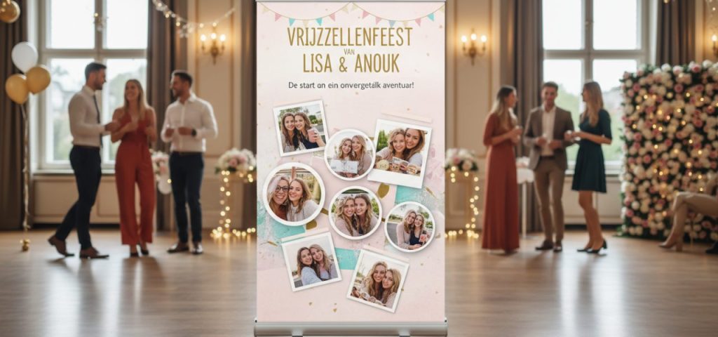 Welkomstbord Het gebruik van fotos en afbeeldingen op vrijgezellenfeest welkomstborden