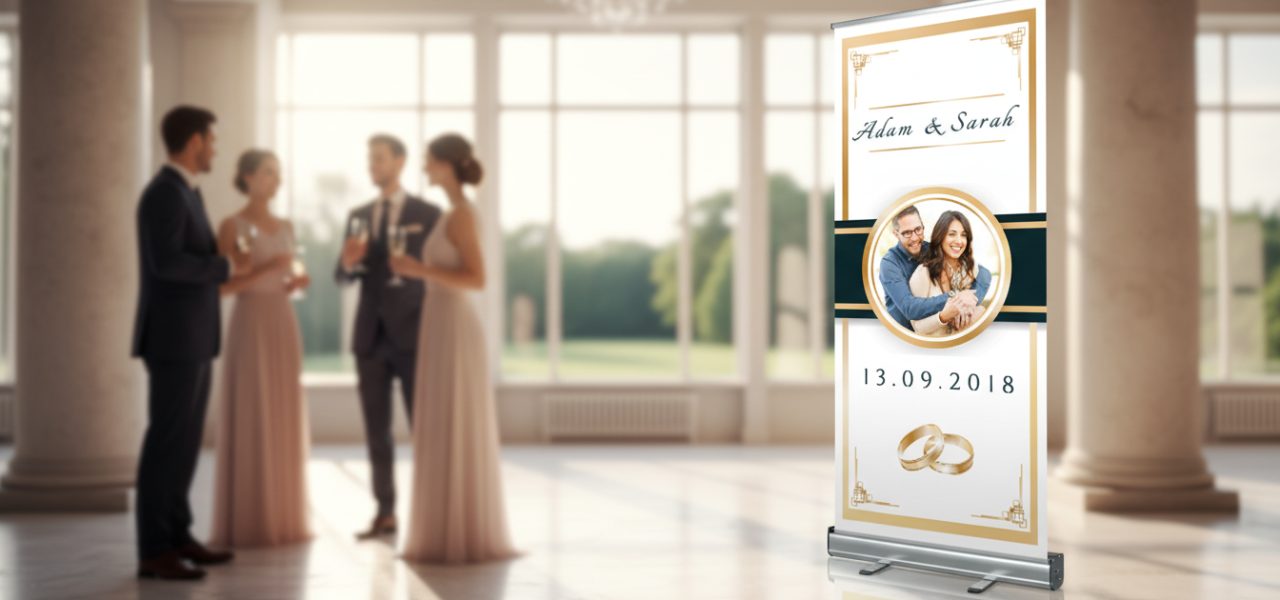 Huwelijk banner bestellen in rollup vorm