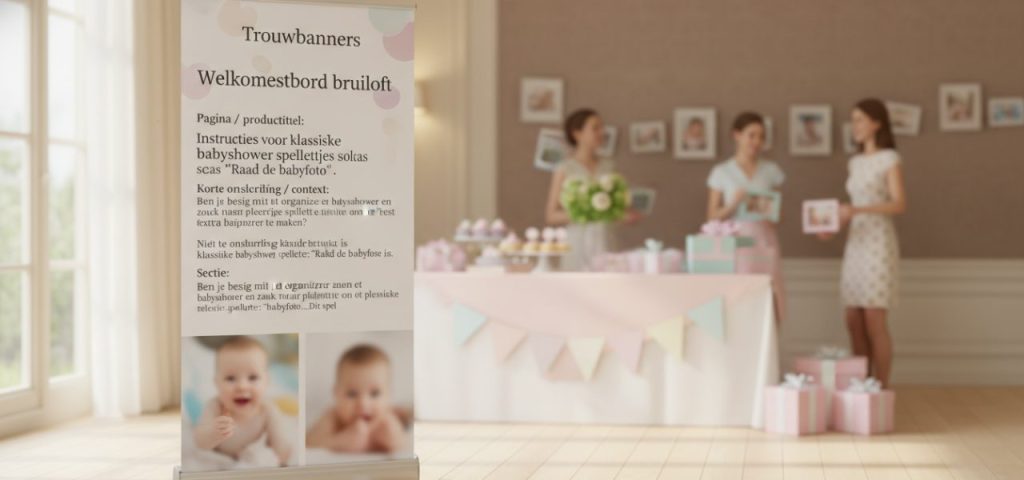 instructies-voor-klassieke-babyshower-spelletjes-1-887 Welkomstbord Instructies voor klassieke babyshower spelletjes zoals “Raad de babyfoto”.